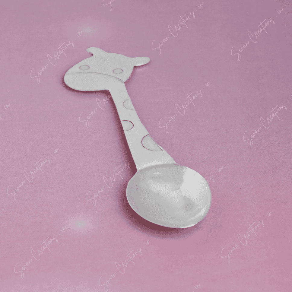Giraffe_Spoon_Swan_Creations_Articles_Baby Gift_Silver Gift_Silver Baby Gift_Naming Ceremony Gift_925 Silver Gift_Annaprashanam Gift (2) 925 Silver Giraffe Spoon - Image 1