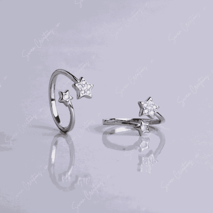 925 SILVER ADJUSTABLE TOE RINGS -TWINKLE STAR - Swan Creations