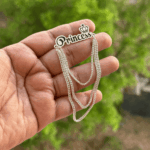 925 Silver Engraved Brooch - Triple Drop