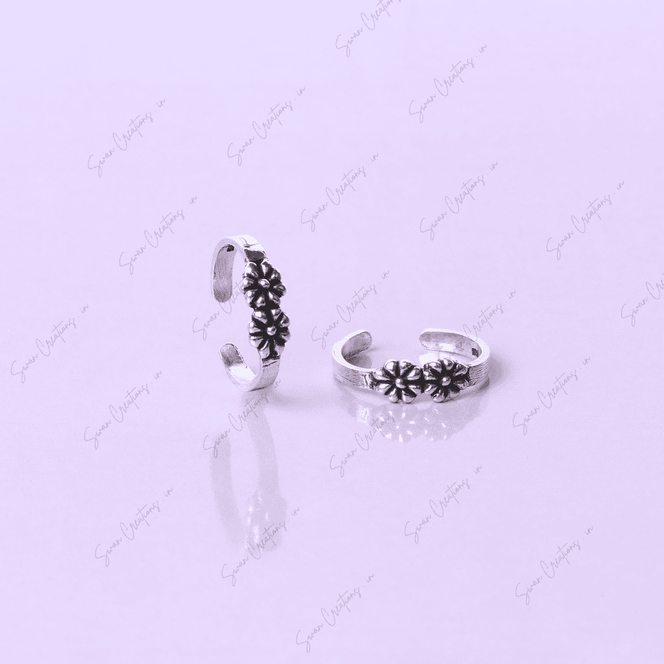 Antique Bloom_Toe Rings_Metti_925 Toe Rings_925 Metti_Sterling Metti_Wedding Toe Ring_925 Silver_925 Silver Toe Rings_925 Silver Metti (2) 925 SILVER ADJUSTABLE TOE RINGS - ANTIQUE BLOOM - Image 1