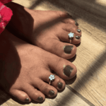 925 SILVER ADJUSTABLE TOE RINGS - IRIS CYAN - Image 2