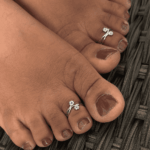 925 SILVER ADJUSTABLE TOE RINGS - BLUE BLOOM - Image 2