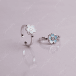 925 SILVER ADJUSTABLE TOE RINGS - IRIS CYAN