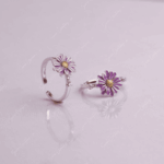 925 SILVER ADJUSTABLE TOE RINGS - LILAC PETAL