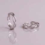 925 SILVER ADJUSTABLE TOE RINGS - LOOP TWIST