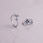 925 SILVER ADJUSTABLE TOE RINGS - MIDNIGHT BLUE