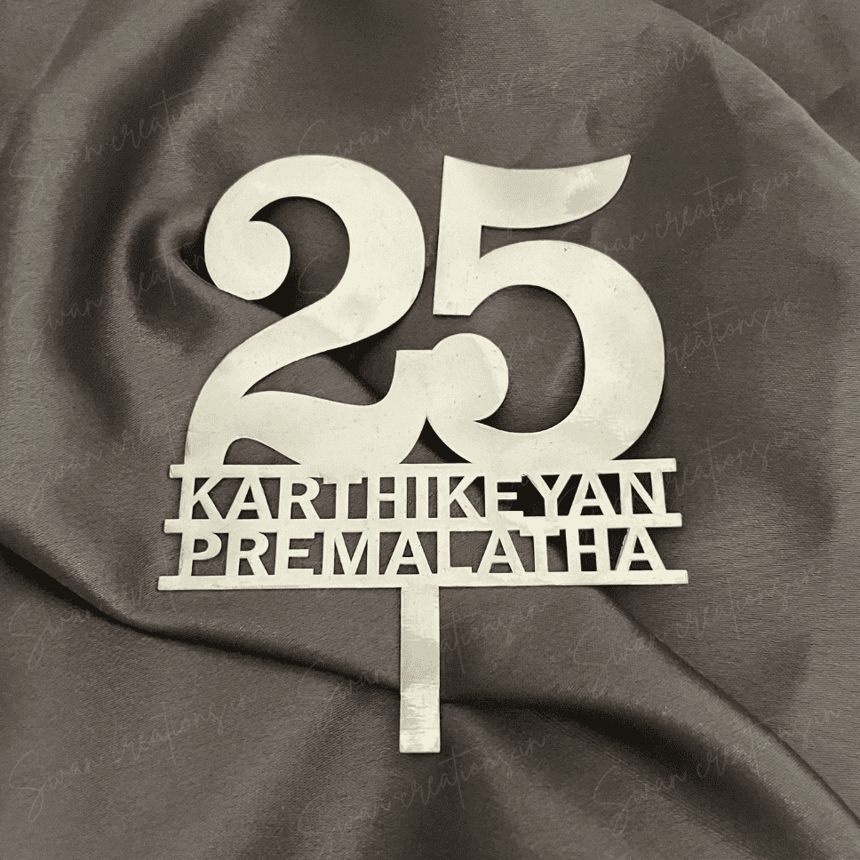 925 SILVER - SILVER ANNIVERSARY CAKE TOPPER - Image 1