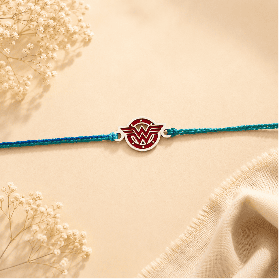 925 silverrakhi-wonderwoman rakhi - rakhis for raksha bandhan - bracelets - swan creations - rakhi for girls - rakhis for sisters 925 SILVER WONDER WOMAN RAKHI - Image 1