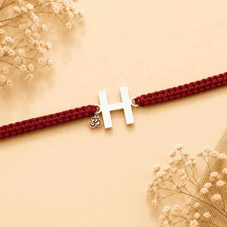 akshara ohm rakhi_925 silver rakhis_rakhis for raksha bandhan_initial letter rakhis_gifts_raksha bandhan_special rakhis_brother sister gifts 925 SILVER AKSHARA OHM RAKHI - Image 1