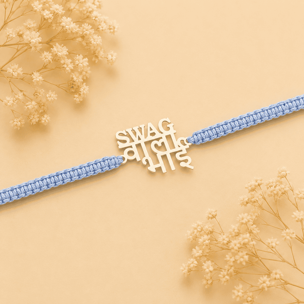 swag wala bhai rakhi_925 silver rakhis_rakhis for raksha bandhan_rakhis_gifts_raksha bandhan_special rakhis_brother sister gifts 925 SILVER SWAG WALA BHAI RAKHI - Image 1